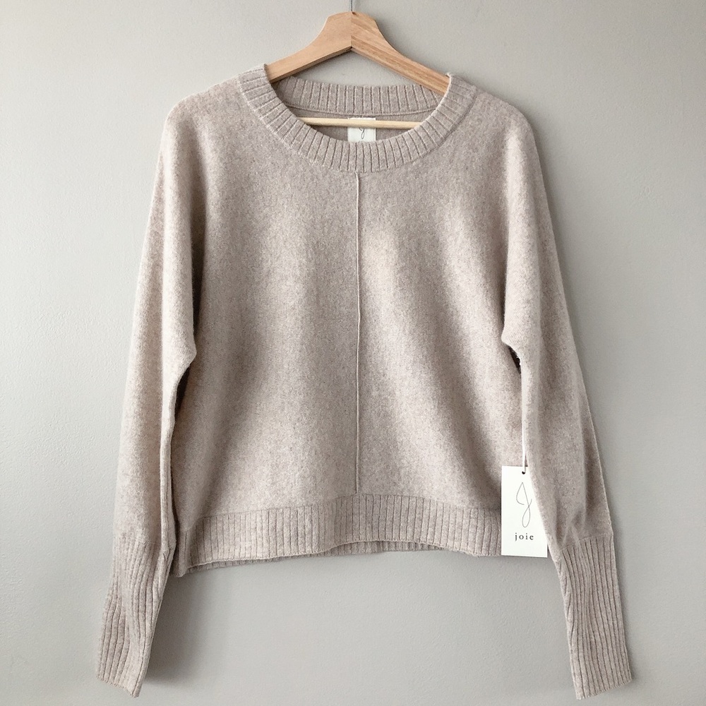 Joie 100% cashmere sweater large oatmeal knit soft crew neck